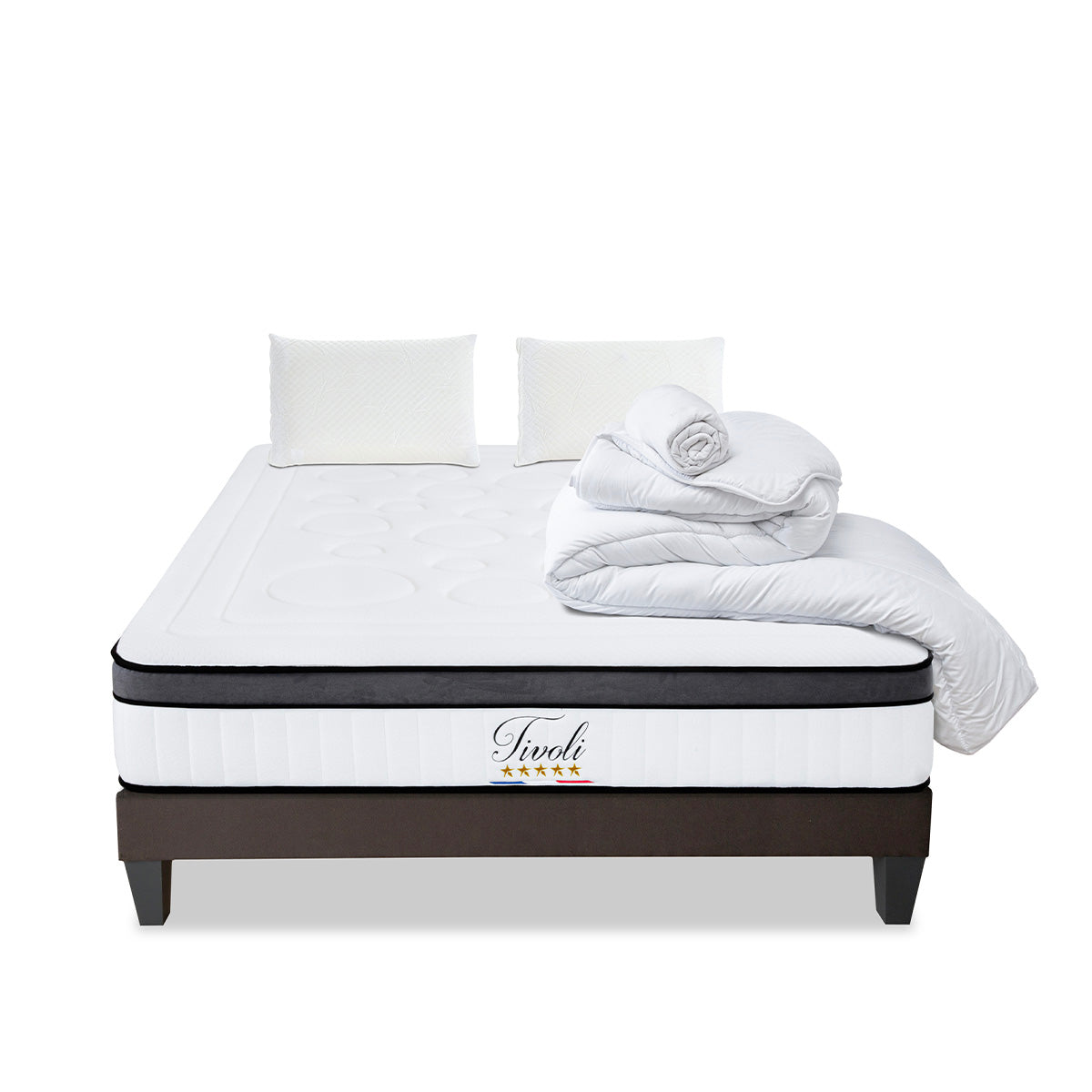 Prêt-à-dormir TIVOLI avec Sommier, Couette, Oreillers et Protège-matelas