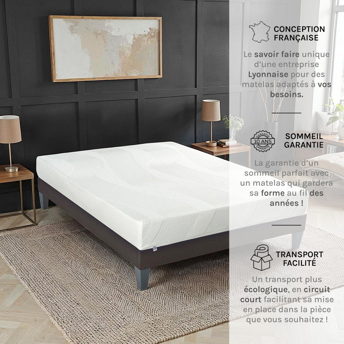 Ensemble Matelas Mémoire de forme PARIS avec sommier