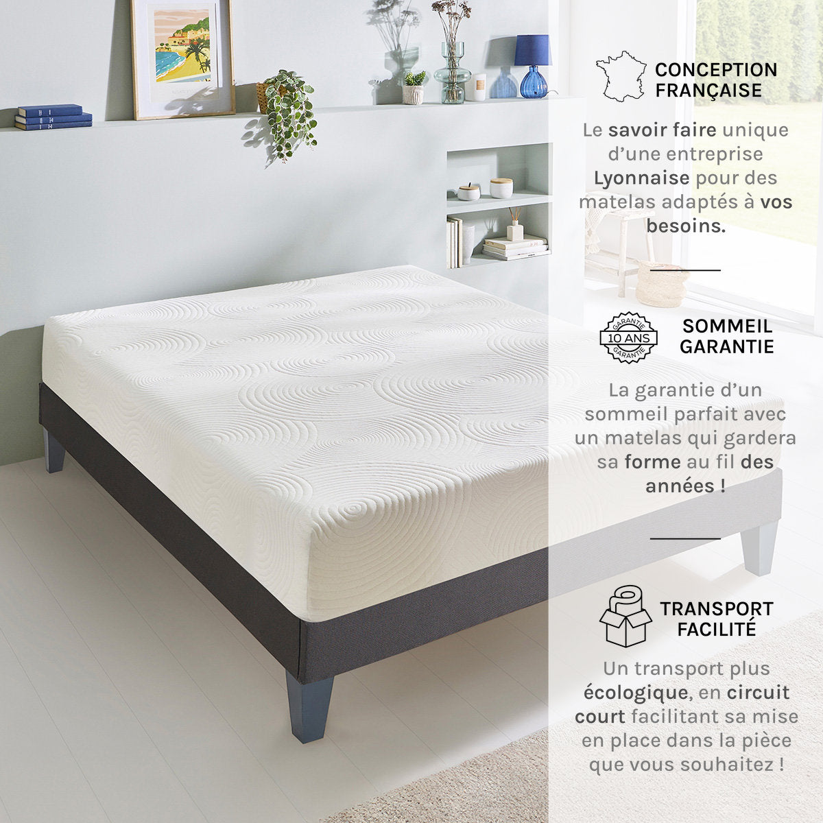 Ensemble Matelas Mémoire de forme HÉRA avec Sommier