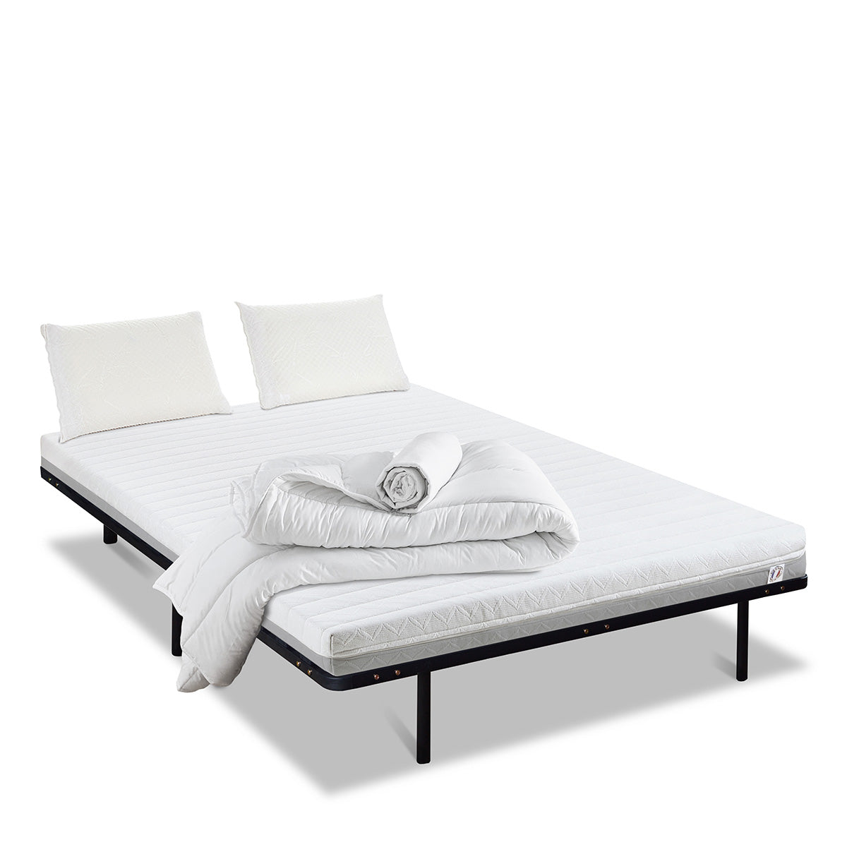 Prêt-à-dormir VENUS avec Cadre à lattes, Couette, Oreillers et Protège-matelas