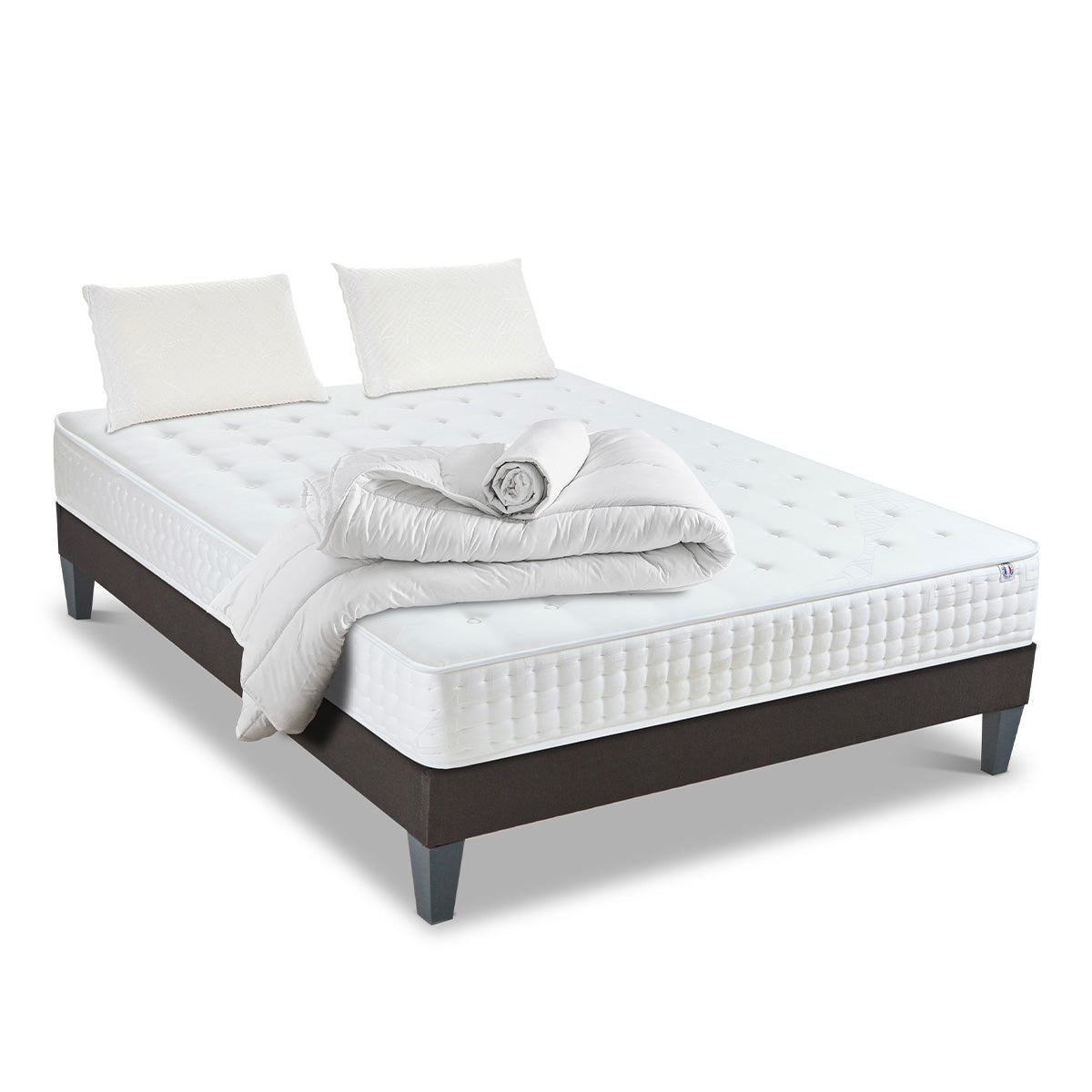 Prêt-à-dormir APOLLON avec Sommier, Couette, Oreillers et Protège-matelas
