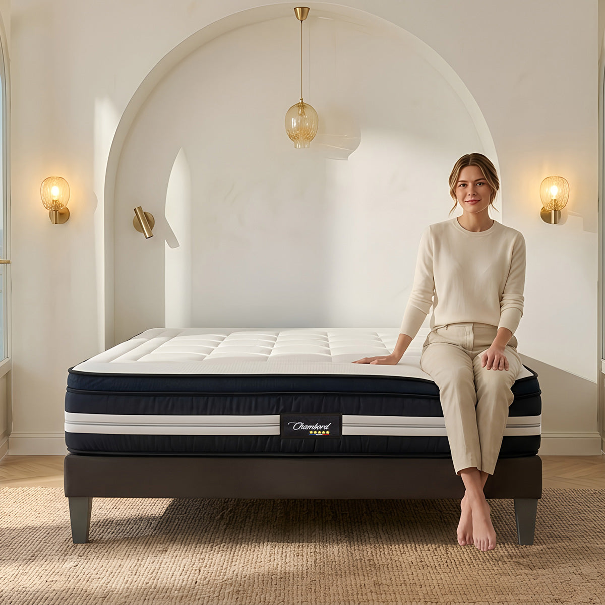 Ensemble Chambord - Matelas micro-ressorts moelleux + Sommier - 32 cm d'épaisseur