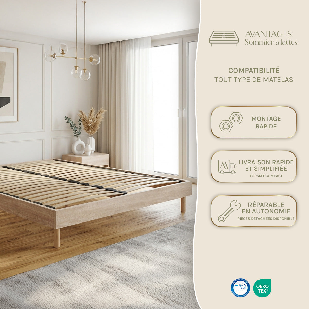 Ensemble Matelas DOLCE VITA et Sommier SÉLÉNA