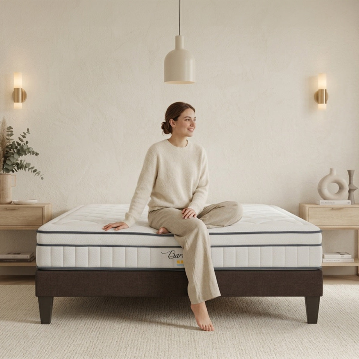 Ensemble Bartoldi - Matelas ressorts ensachés + Sommier bois - 22 cm d'épaisseur - Accueil équilibré, soutien ferme