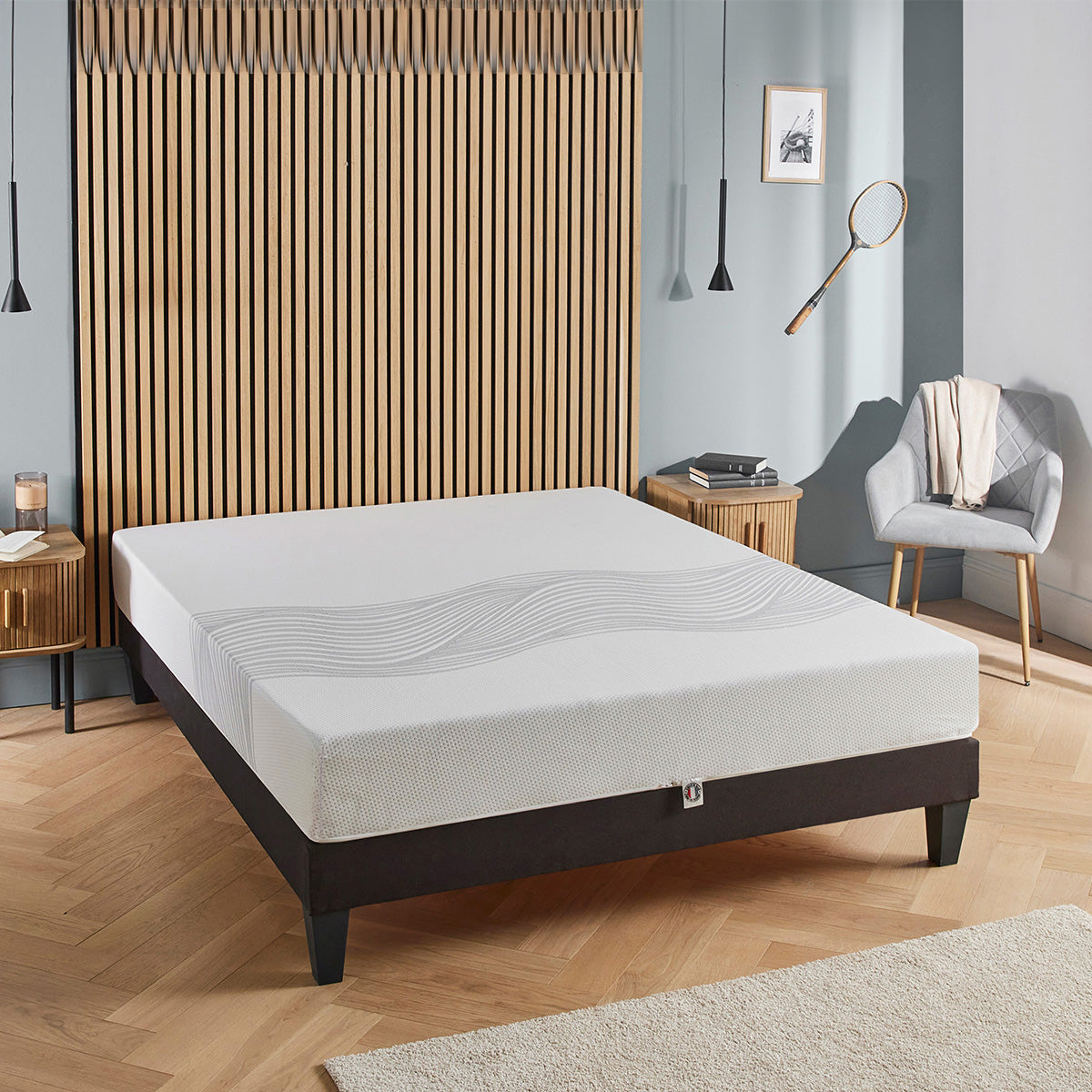 Ensemble Sensitive - Matelas ferme mémoire de forme + Sommier tri-lattes - 21 cm d'épaisseur