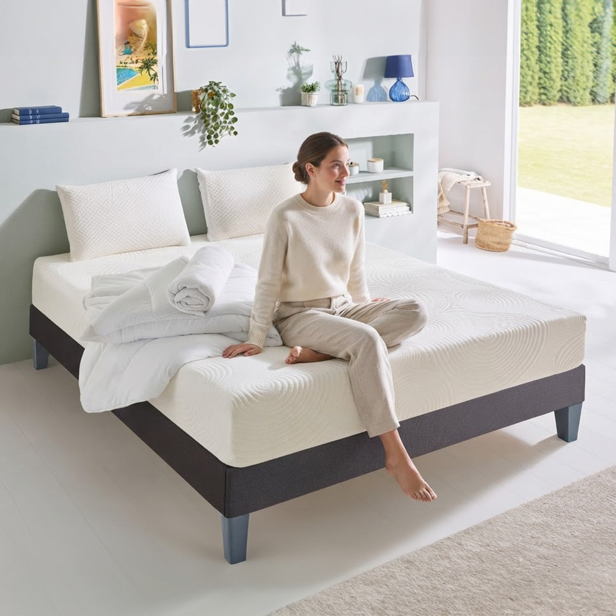 Pack Vosges - Matelas + Sommier + Accessoires - La chambre équipée en une fois - 15 cm d'épaisseur