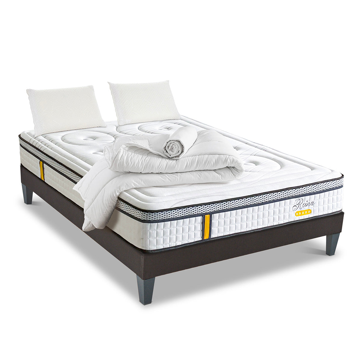 Prêt-à-dormir REINA 2.0 avec Sommier, Couette, Oreillers et Protège-matelas