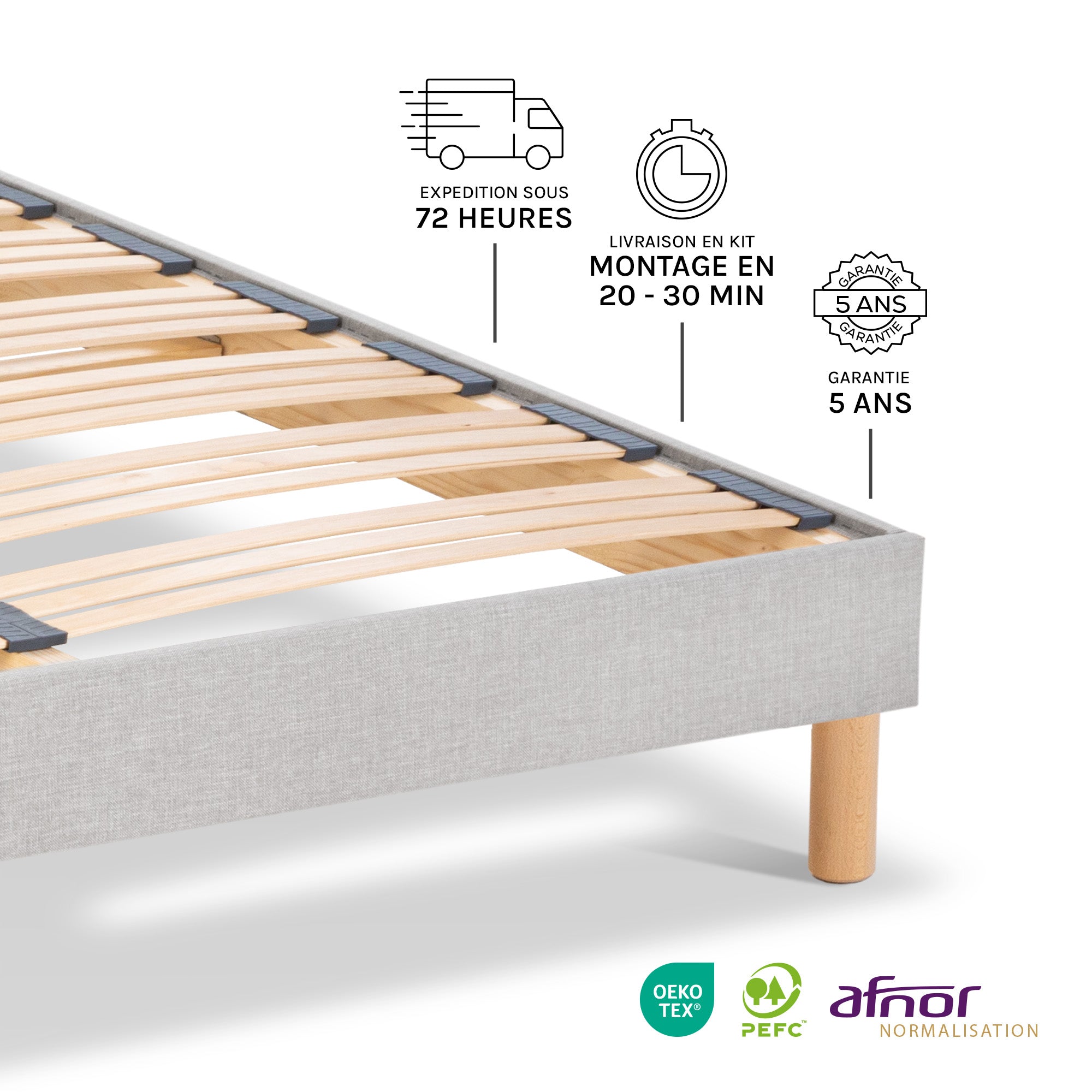 Sommier À Lattes Tissu CAPITOLE