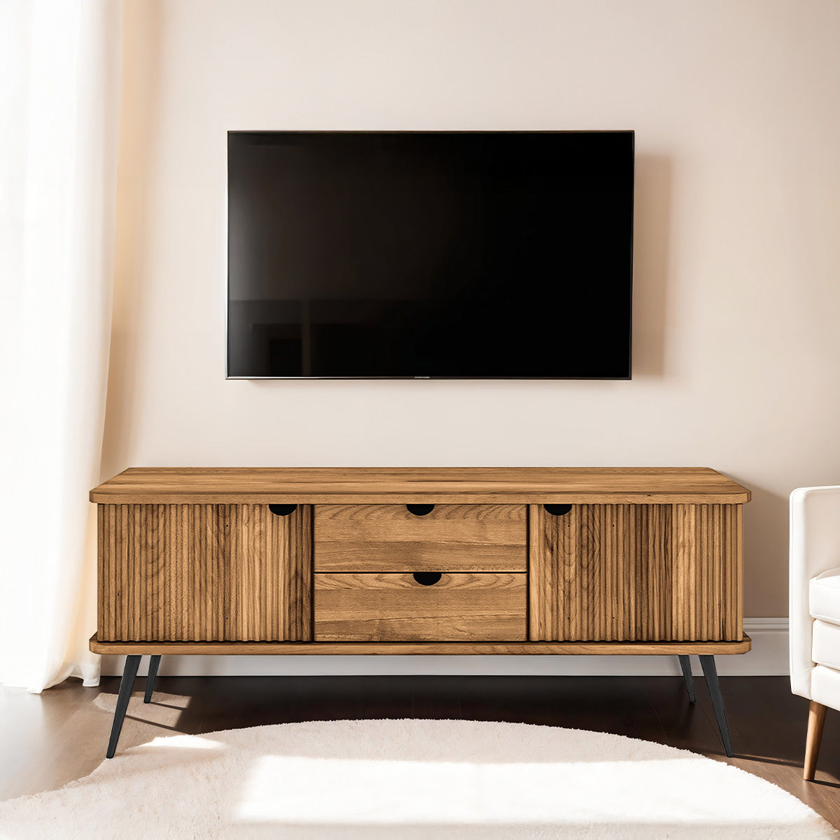 meuble-tv-144-cm-2-portes-2-tiroirs-bois-massif-hetre-amalfi