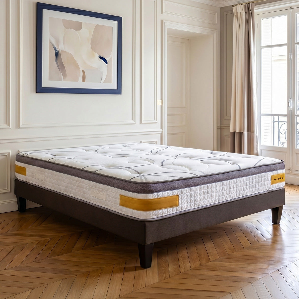 Ensemble Matelas Mémoire de forme COPENHAGUE avec sommier