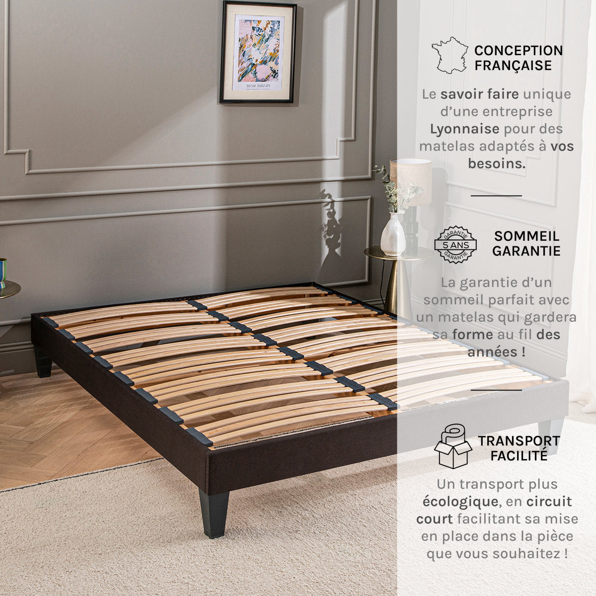 Sommier À Lattes Tissu VICTOIRE