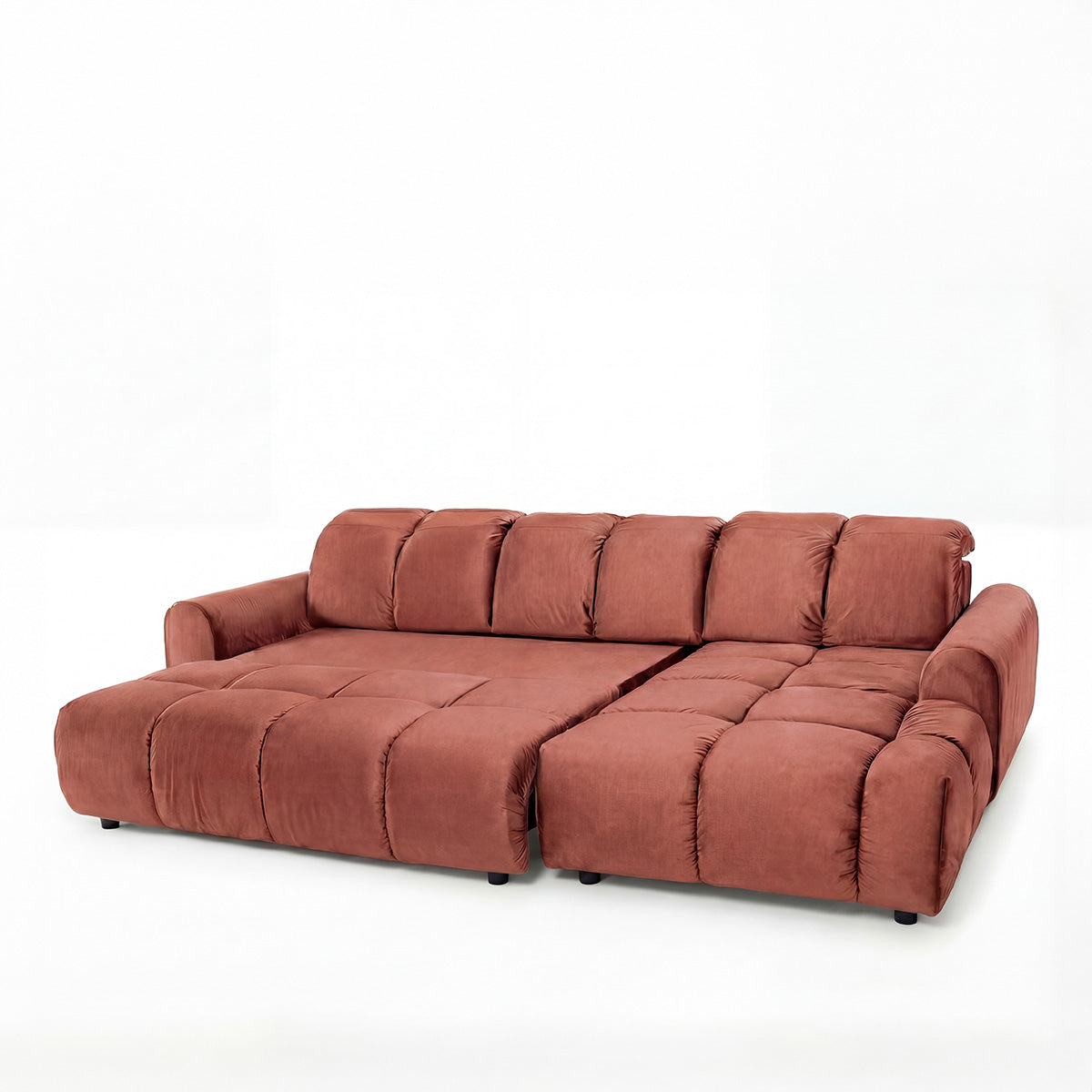 Canapé d'angle convertible - 4 places - Velours - ANACAPRI