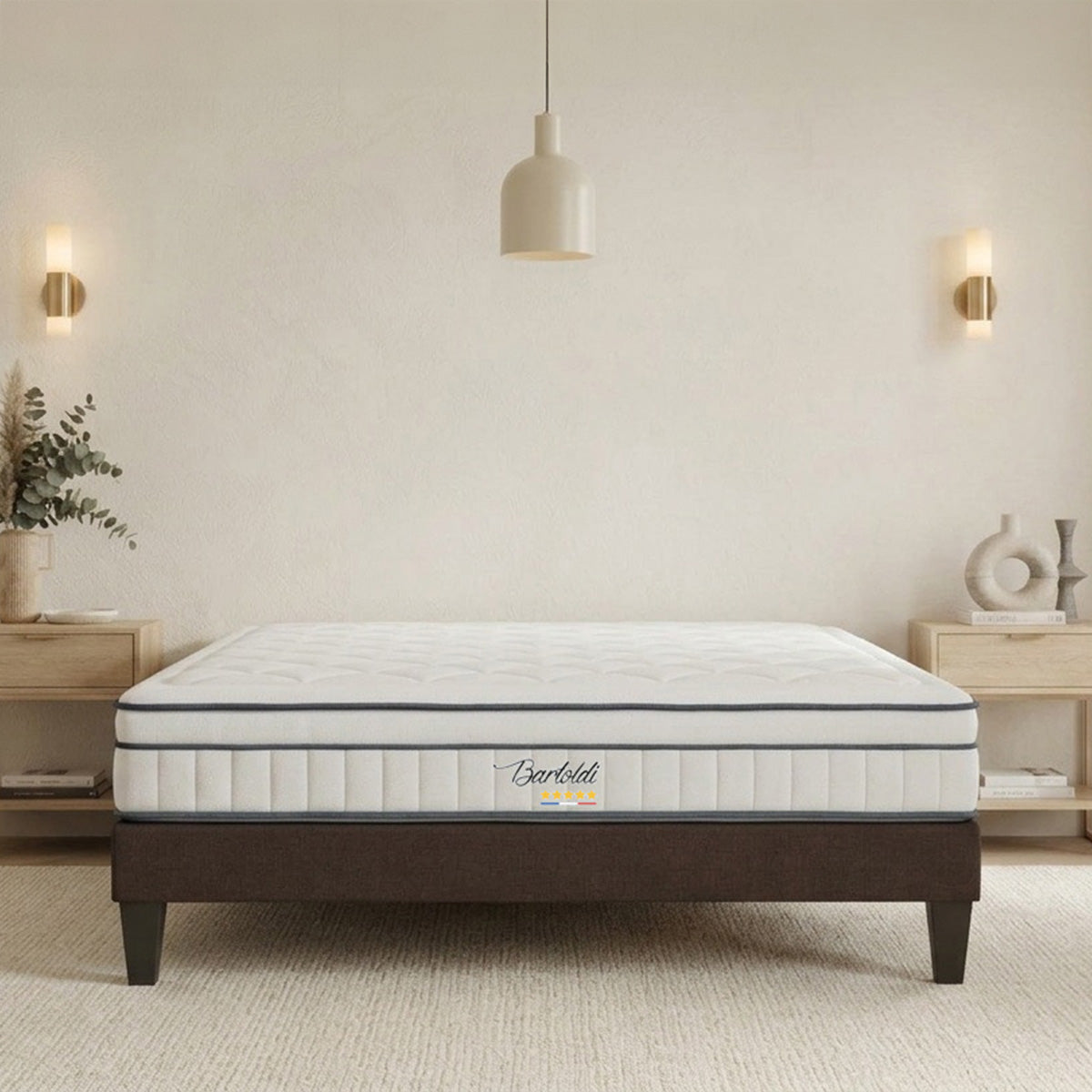 Matelas Bartoldi - Ressorts ensachés + mousse supersoft - Moelleux puis ferme - Fabriqué en France - 22 cm d'épaisseur