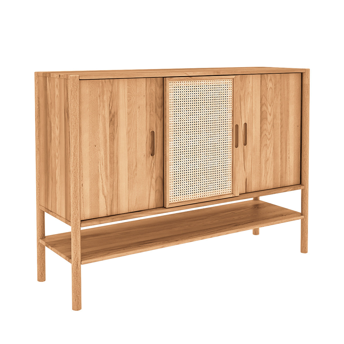 buffet-142-cm-3-portes-bois-massif-hetre-et-rotin-sogno