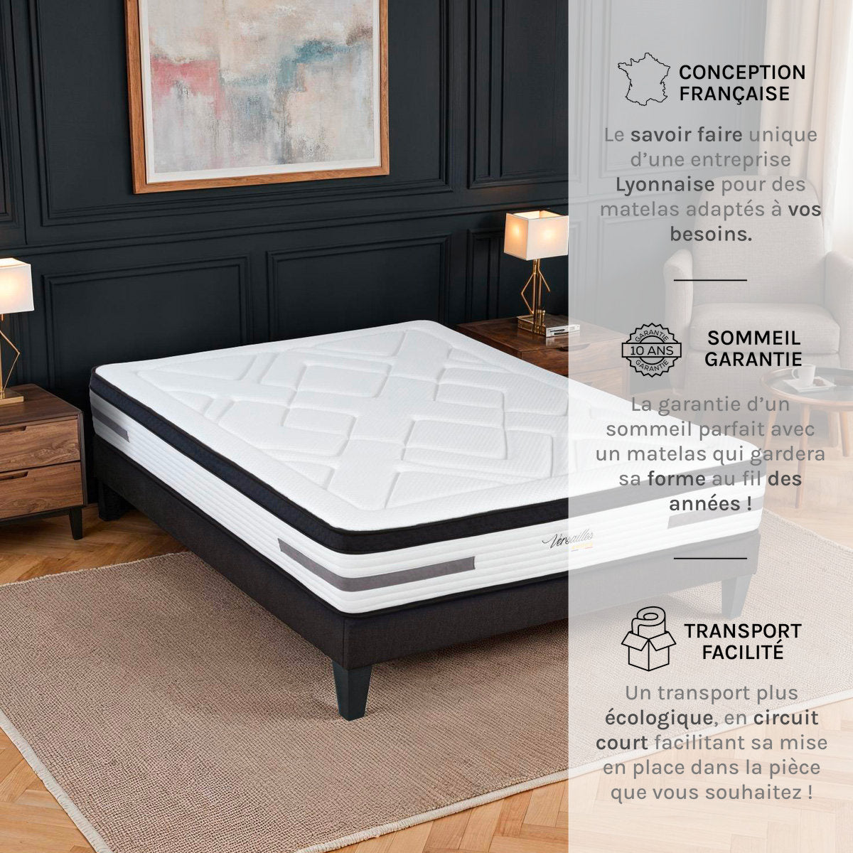 Matelas Ressorts ensachés 24 cm VERSAILLES