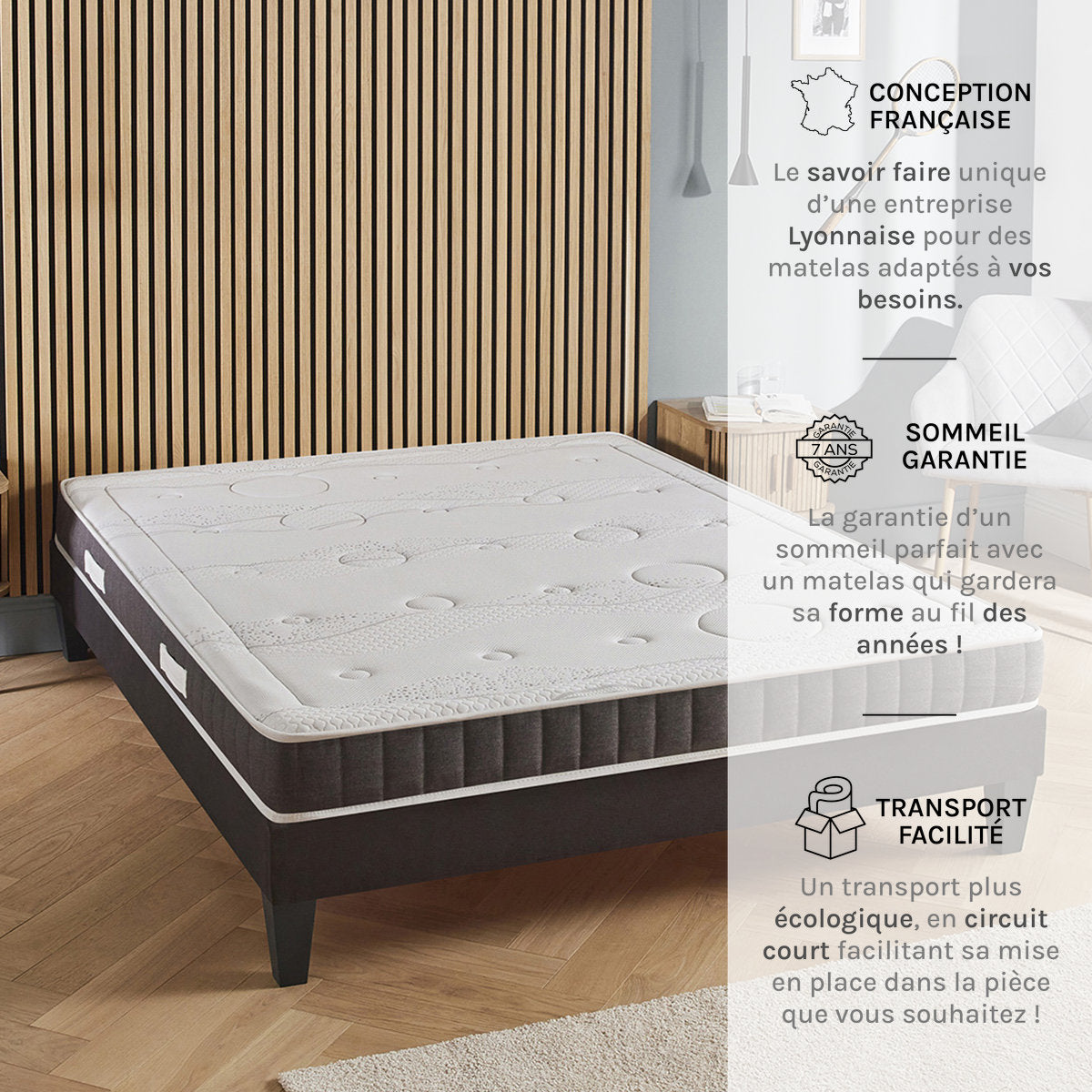Prêt-à-dormir INTUITION avec Sommier, Couette, Oreillers et Protège-matelas