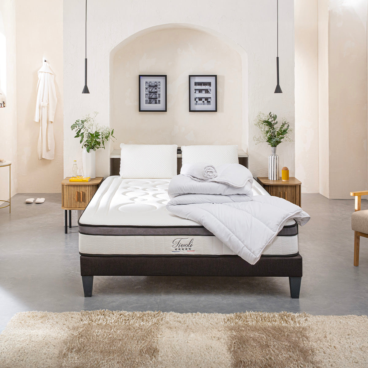 Prêt-à-dormir TIVOLI avec Sommier, Couette, Oreillers et Protège-matelas