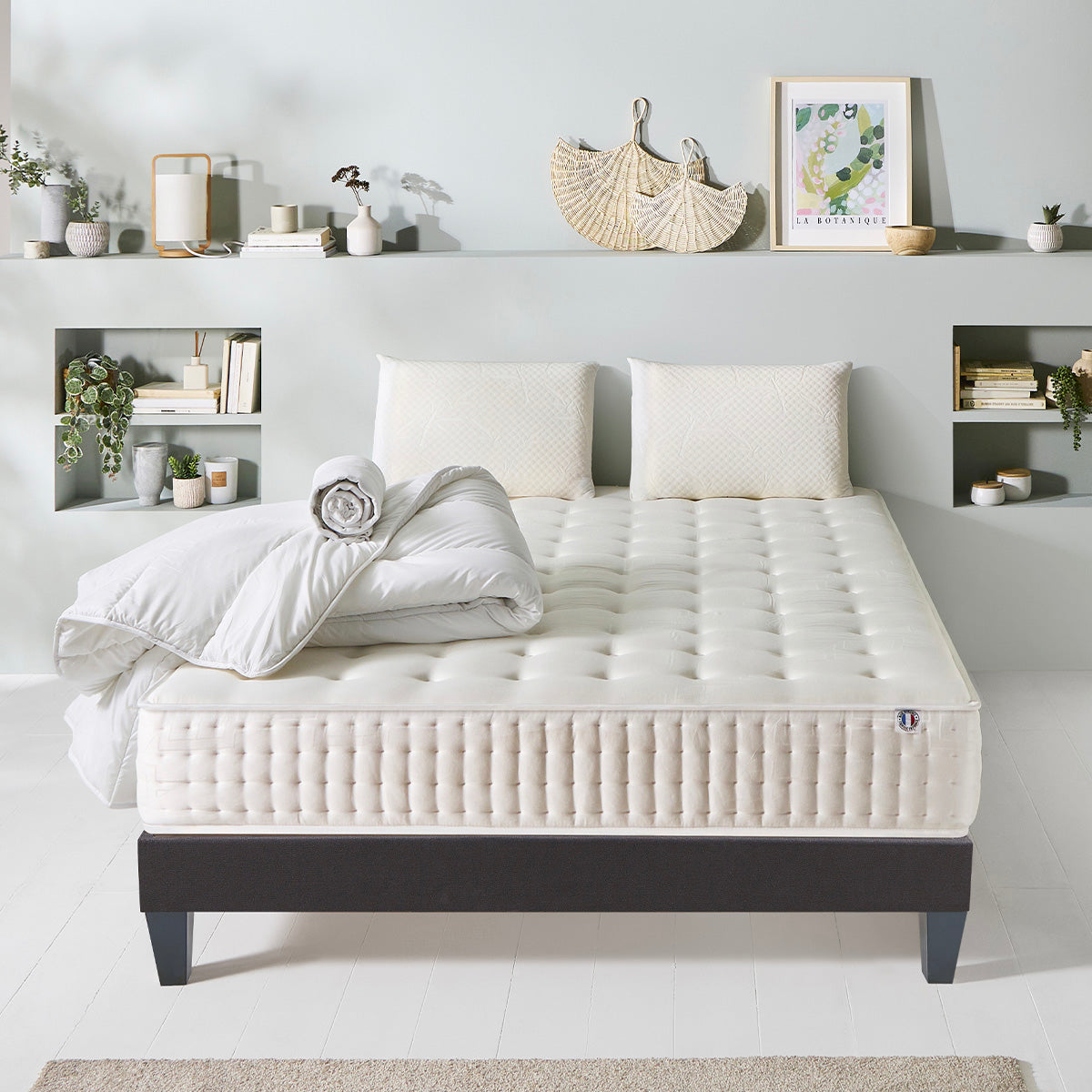 Prêt-à-dormir APOLLON avec Sommier, Couette, Oreillers et Protège-matelas