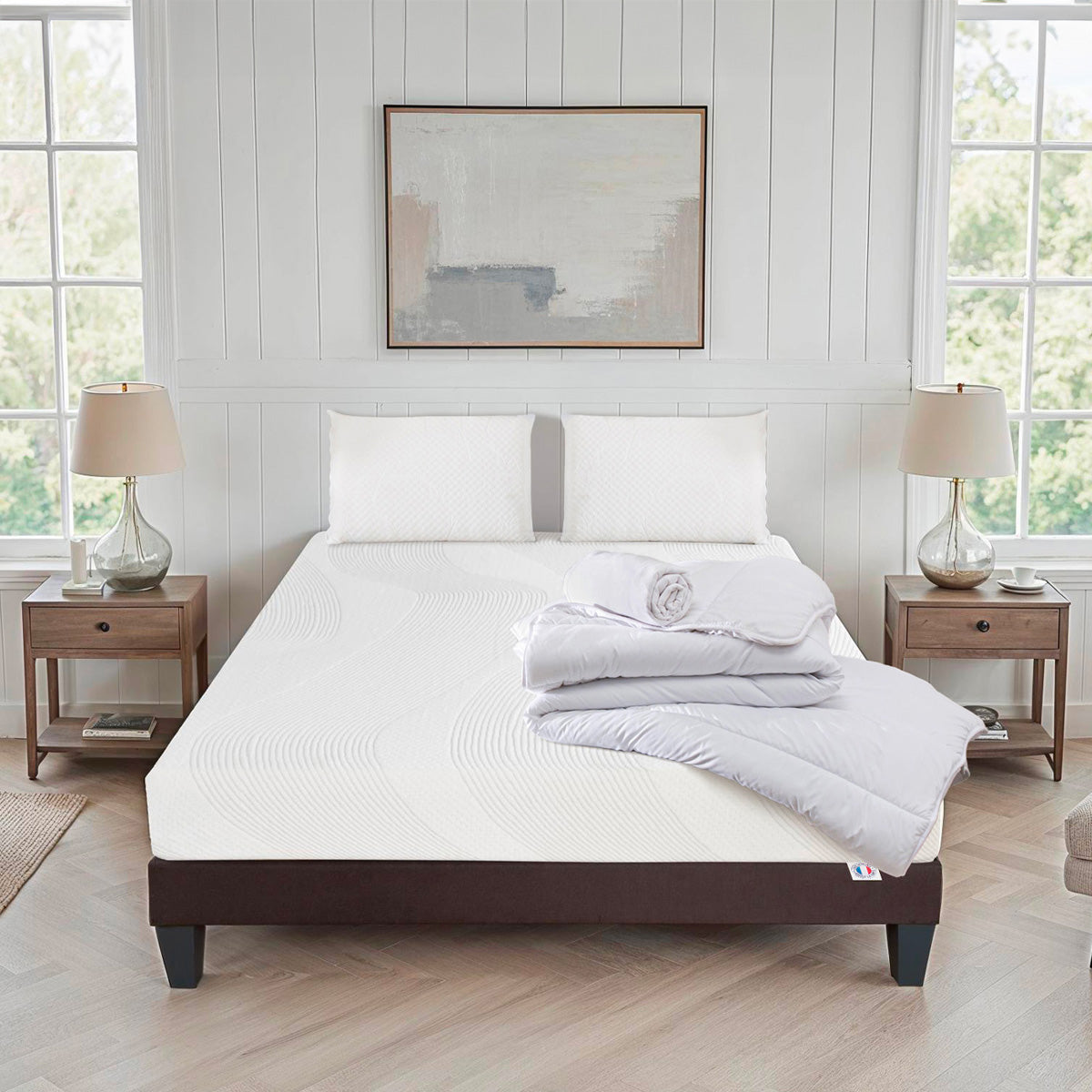 Pack Paris - Matelas + Sommier + Accessoires - La chambre équipée en une fois - 24 cm d'épaisseur