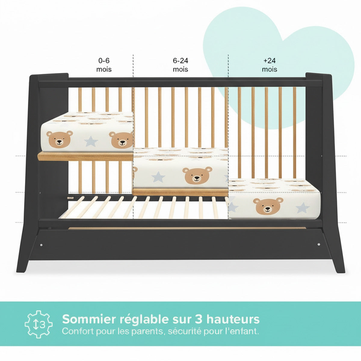 Lit bébé évolutif TIMEO