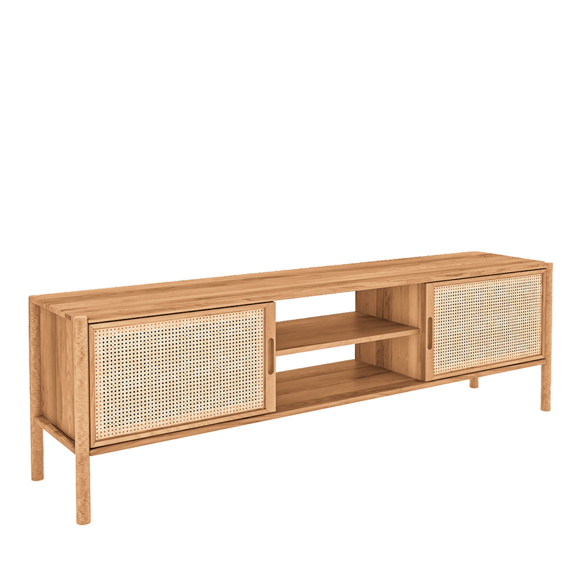meuble-tv-204-cm-2-portes-bois-massif-hetre-et-rotin-sogno