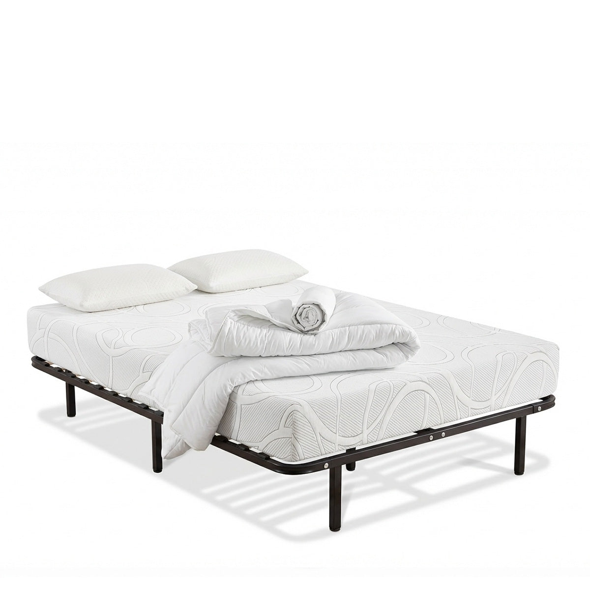 Prêt-à-dormir EUPRAXIE avec Cadre à lattes, Couette, Oreillers et Protège-matelas