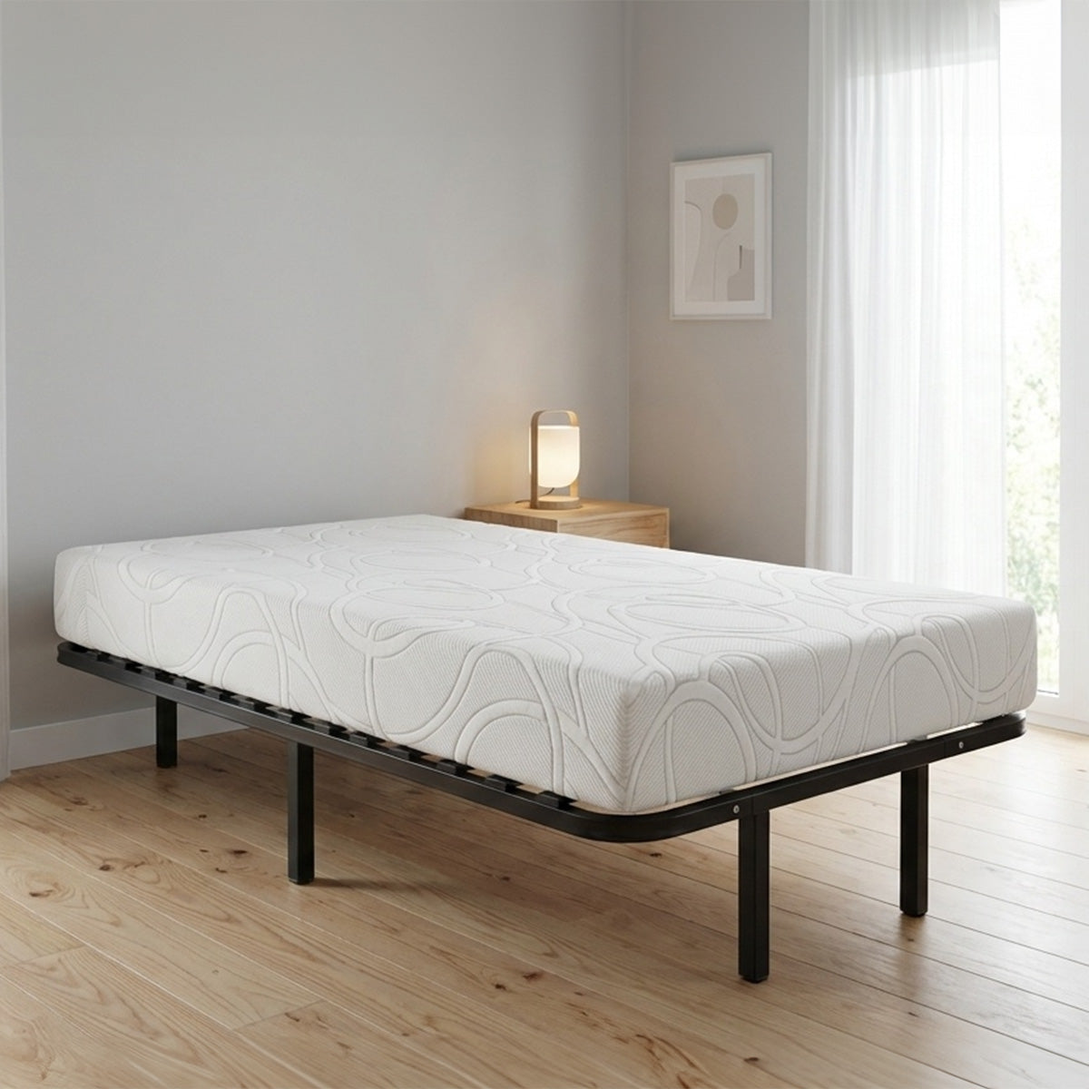 Ensemble Matelas Mémoire de forme EUPRAXIE avec Cadre à lattes