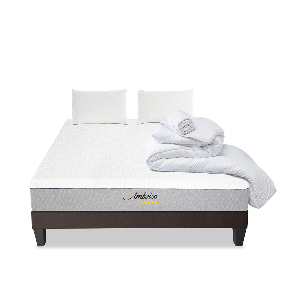 Prêt-à-dormir AMBOISE avec Sommier, Couette, Oreillers et Protège-matelas