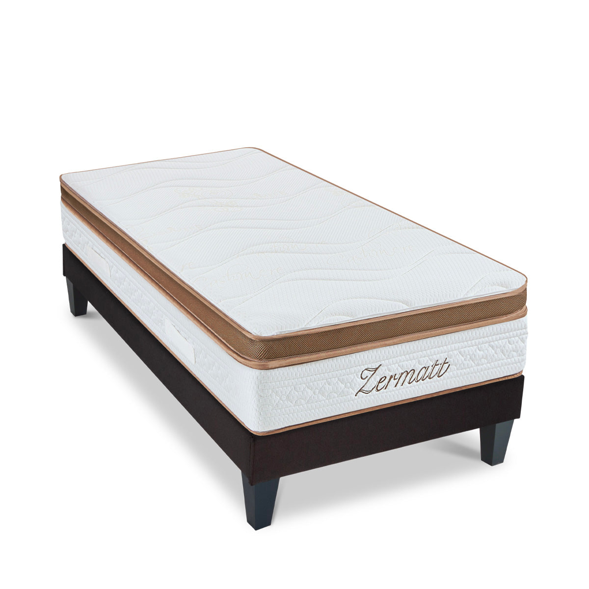 Ensemble Zermatt - Matelas mousse mémoire de forme + Sommier bois - 31 cm d'épaisseur