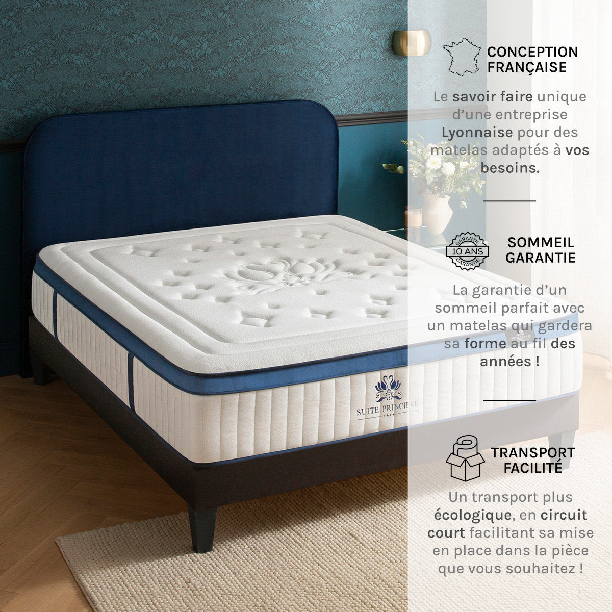 Ensemble Matelas Hybride SUITE PRINCIÈRE avec sommier