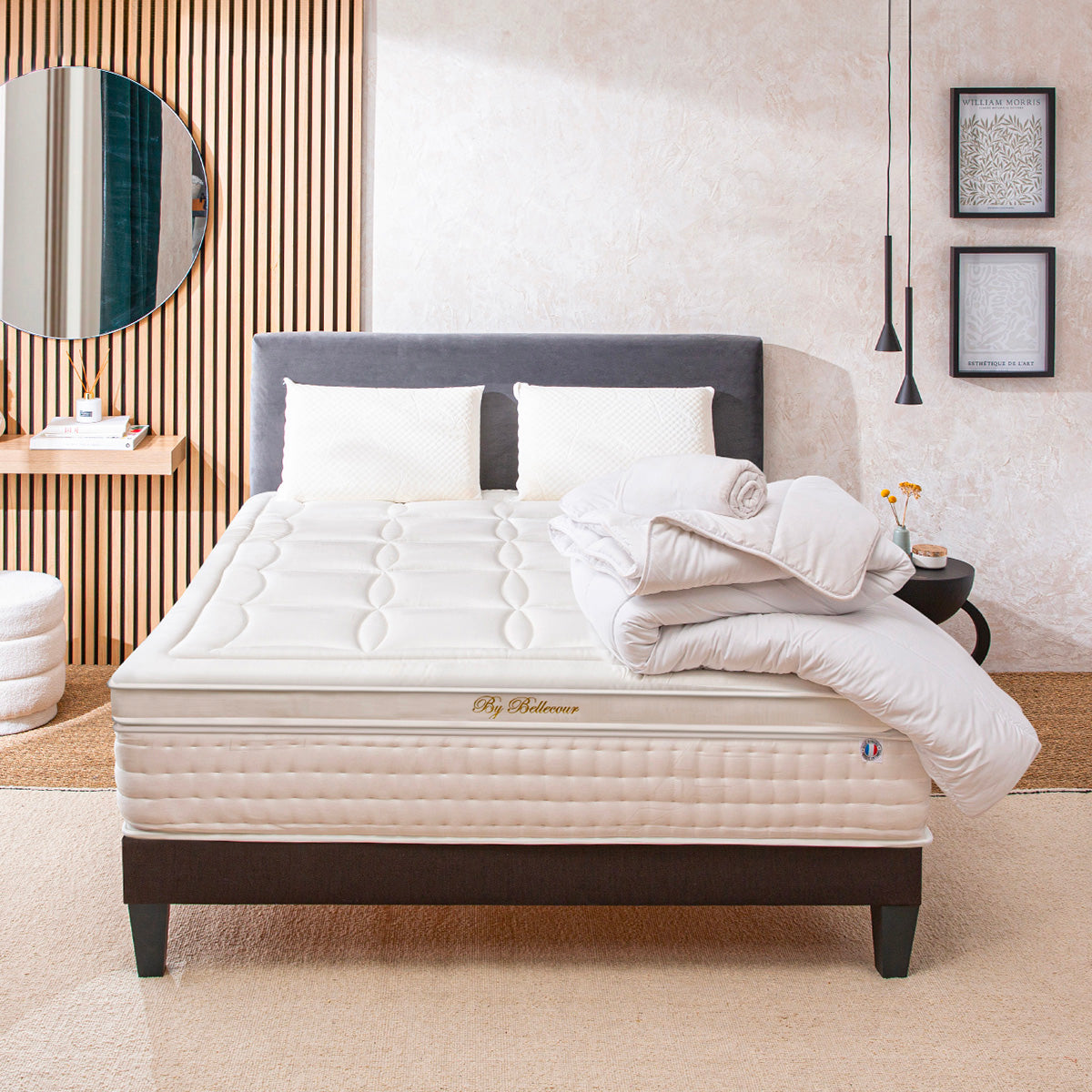 Prêt-à-dormir EMPEREUR avec Sommier, Couette, Oreillers et Protège-matelas