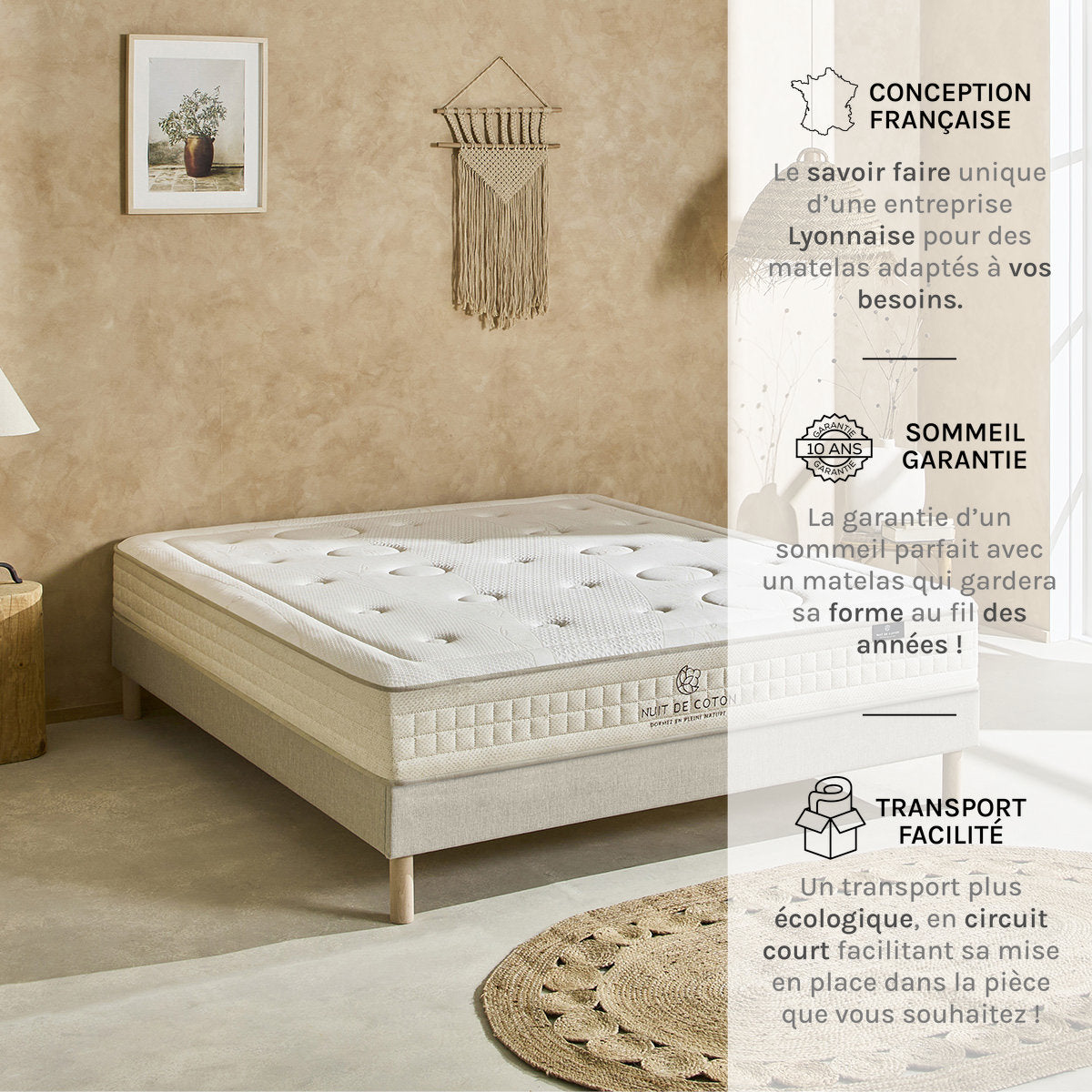 Ensemble Matelas Latex PRÉLUDE avec sommier