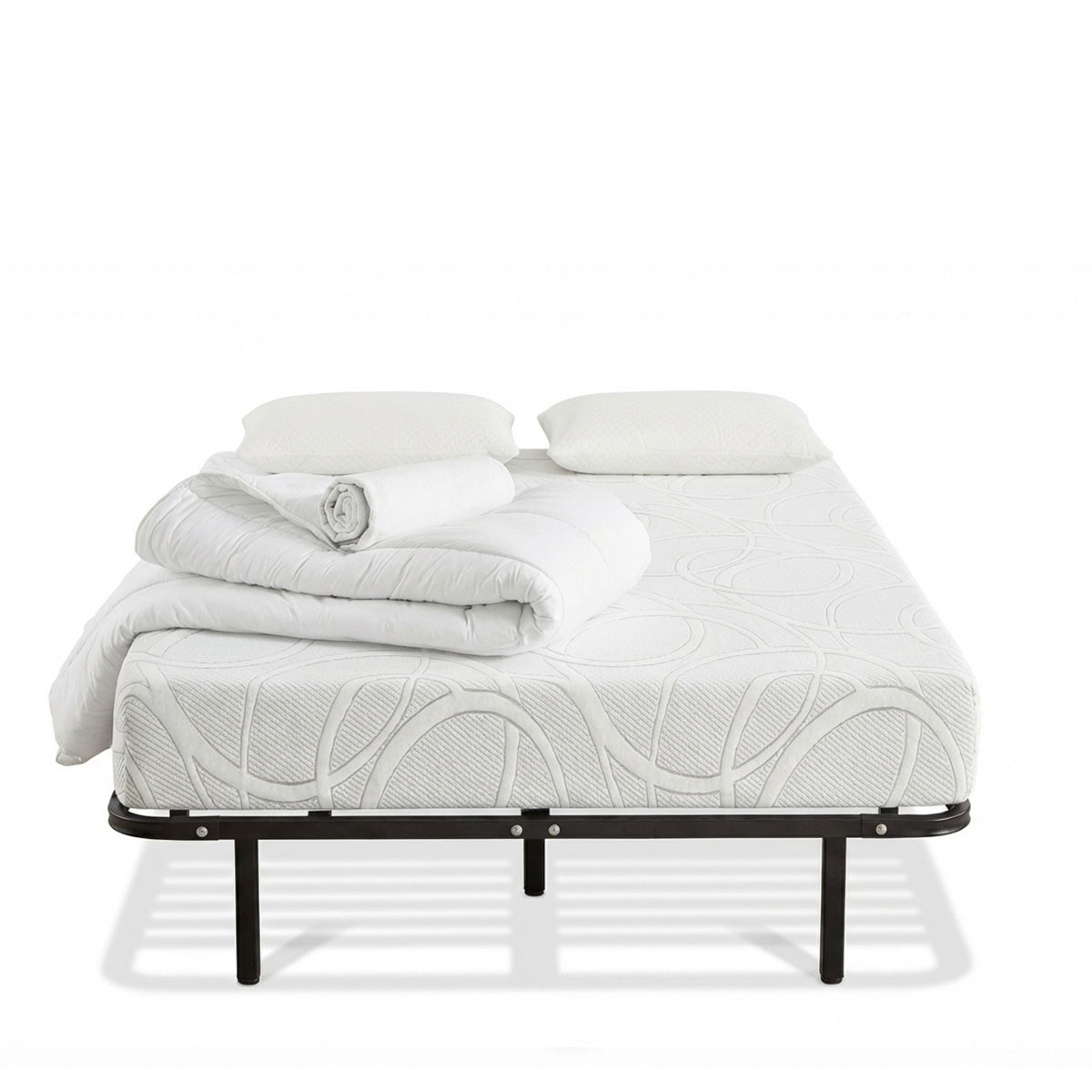 Prêt-à-dormir EUPRAXIE avec Cadre à lattes, Couette, Oreillers et Protège-matelas