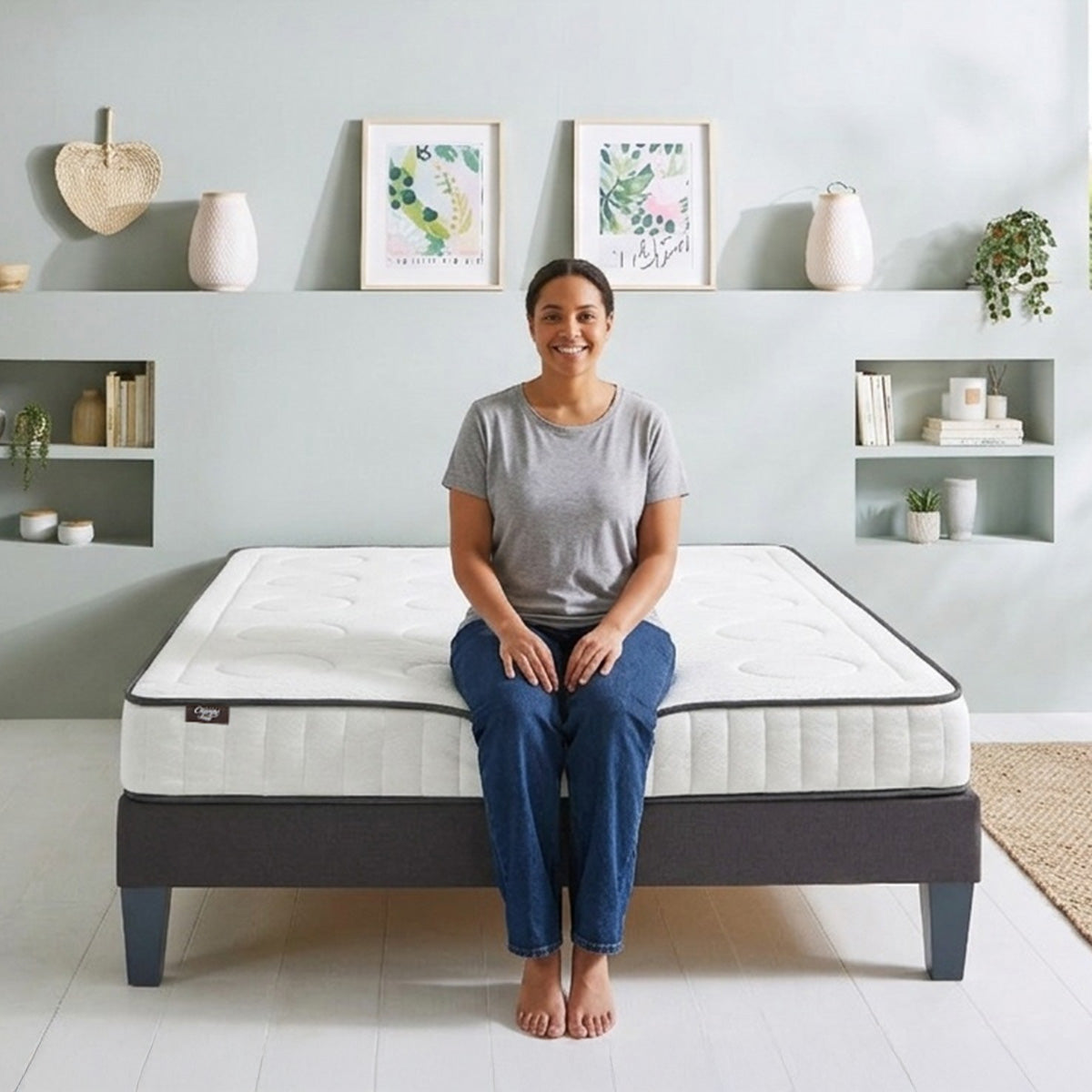 Ensemble Cristal - Matelas mémoire de forme + Sommier tri-lattes - 18 cm d'épaisseur - Accueil équilibré, soutien ferme