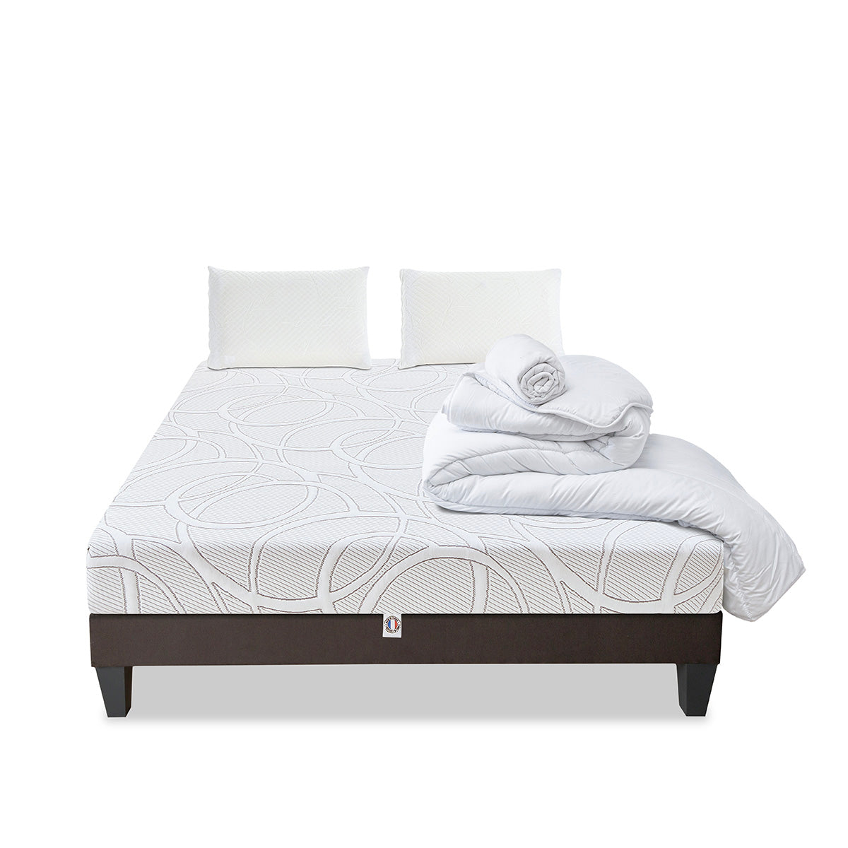 Prêt-à-dormir EUPRAXIE avec Sommier, Couette, Oreillers et Protège-matelas