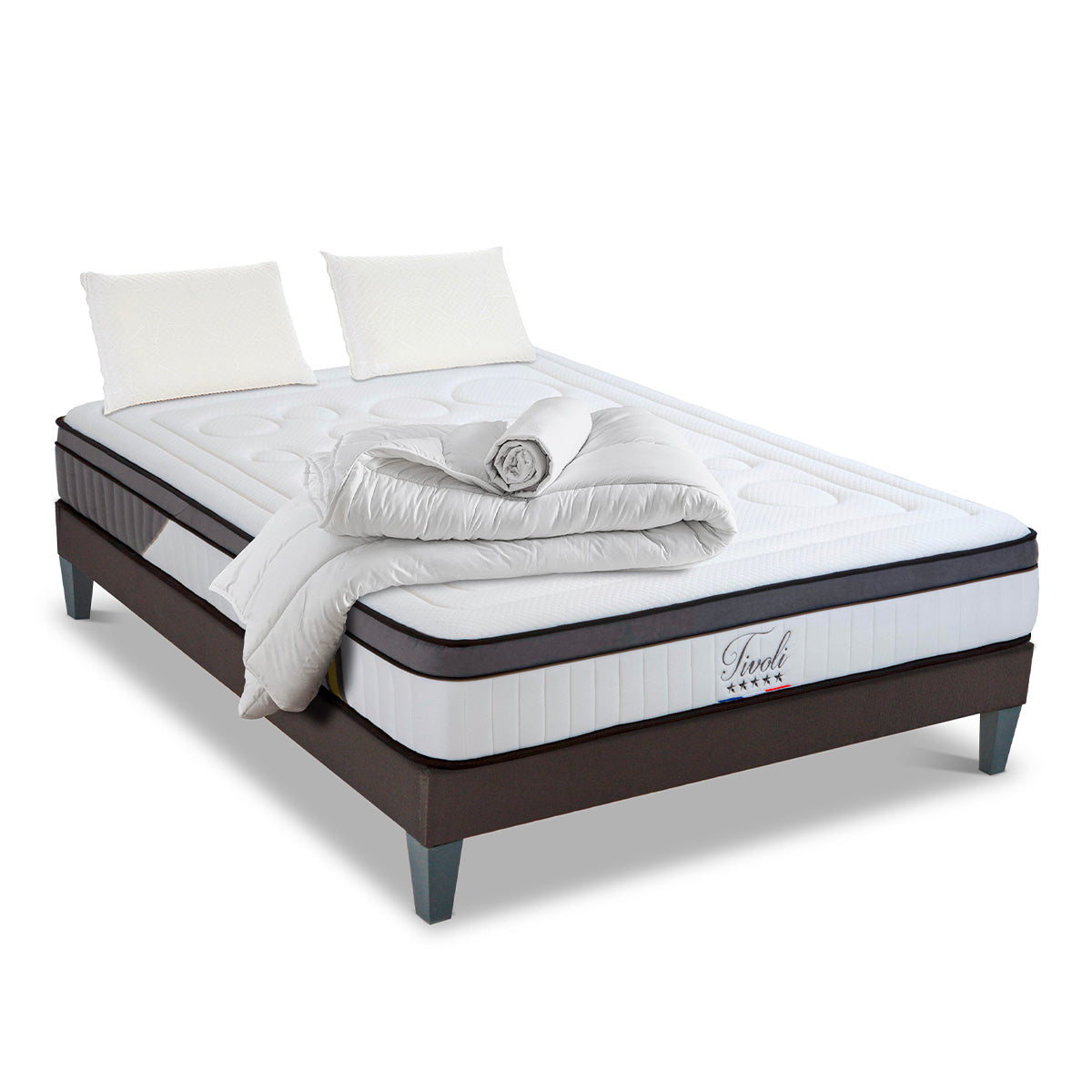 Prêt-à-dormir TIVOLI avec Sommier, Couette, Oreillers et Protège-matelas
