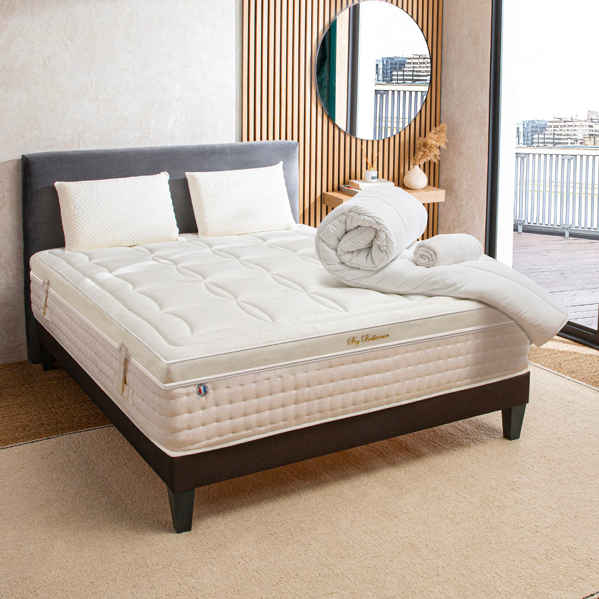 Prêt-à-dormir EMPEREUR avec Sommier, Couette, Oreillers et Protège-matelas