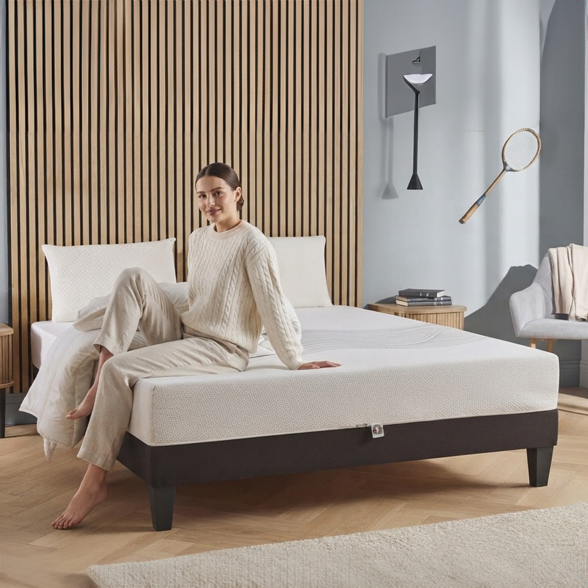 Pack prêt à dormir Sensitive - Matelas + Sommier + Couette, oreillers, protège-matelas - 21 cm d'épaisseur