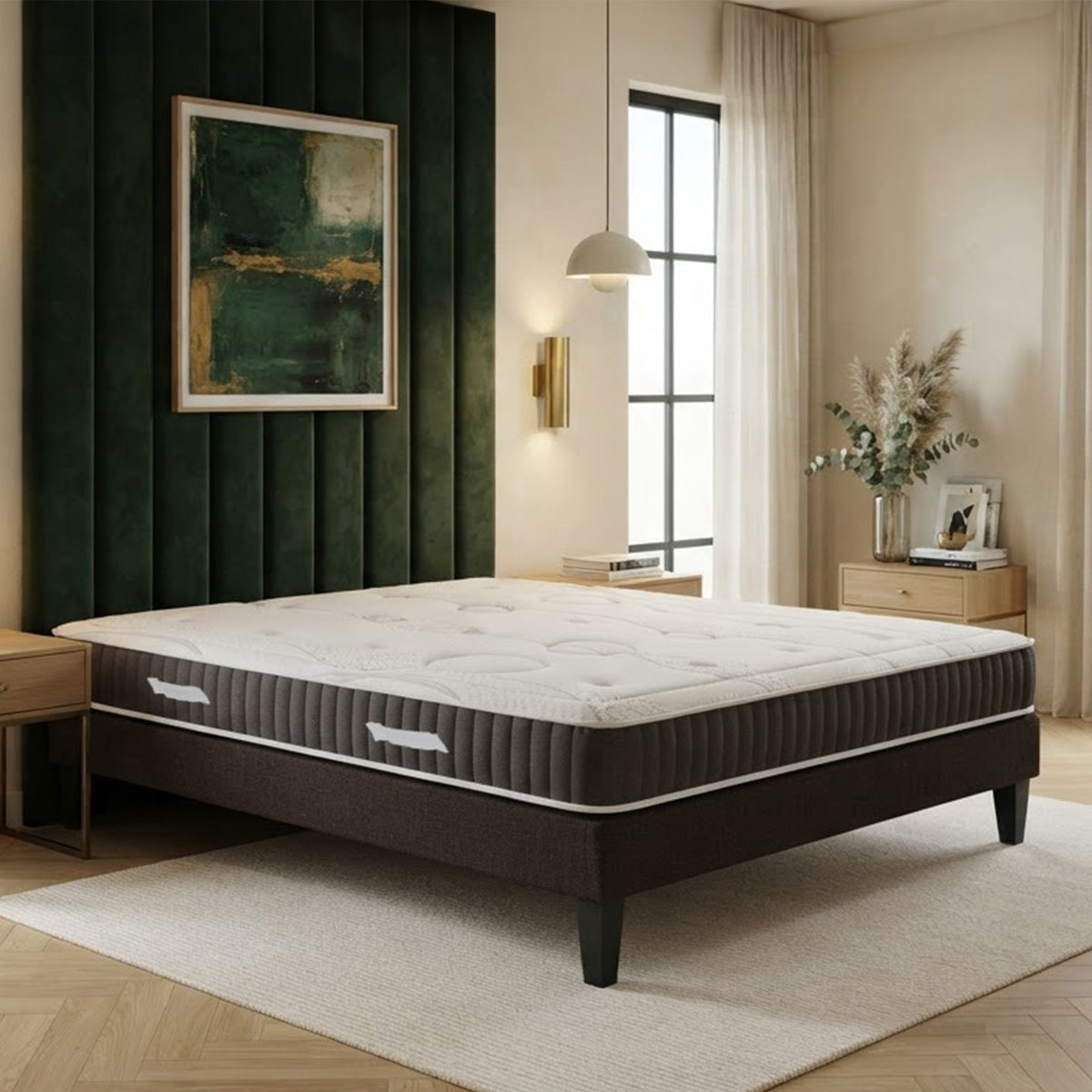 Ensemble Intuition - Matelas mémoire de forme + Sommier tri-lattes - 15 cm d'épaisseur - Accueil équilibré, soutien ferme