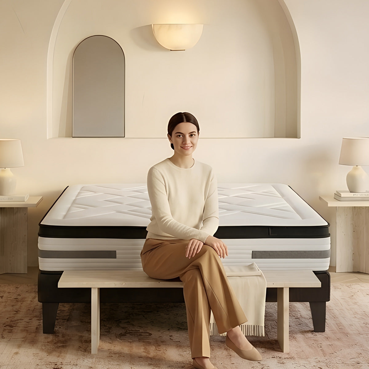 Ensemble Bellevue - Matelas ressorts ensachés + mémoire de forme + Sommier - 24 cm d'épaisseur
