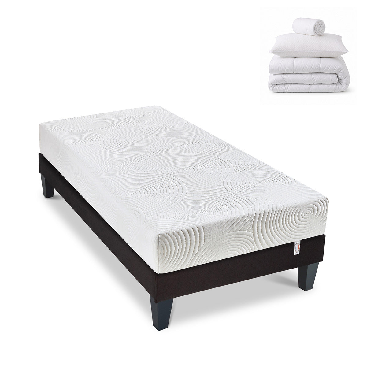 Prêt-à-dormir HÉRA avec Sommier, Couette, Oreillers et Protège-matelas