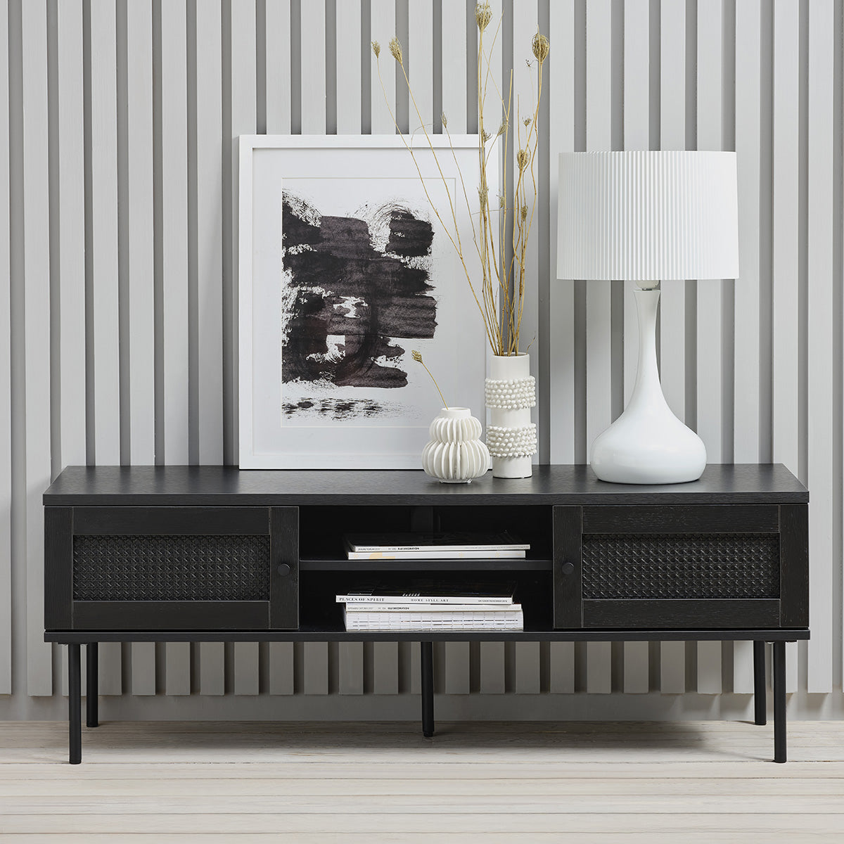 meuble-tv-120-cm-2-portes-bois-et-cannage-noirs-manarola