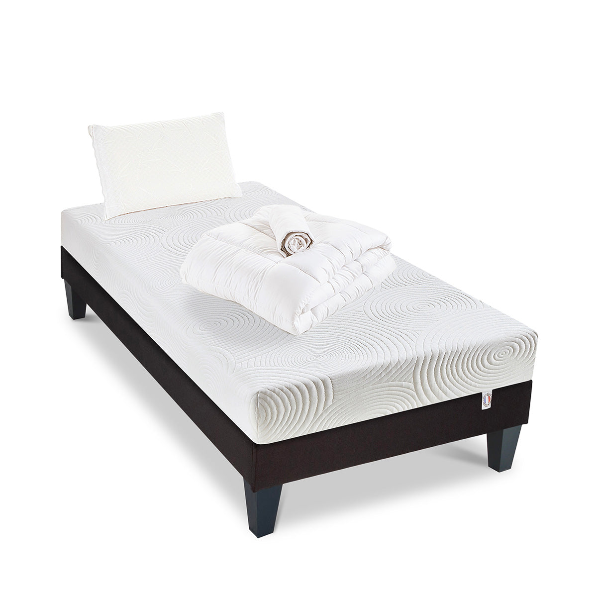 Prêt-à-dormir VOSGES avec Sommier, Couette, Oreillers et Protège-matelas