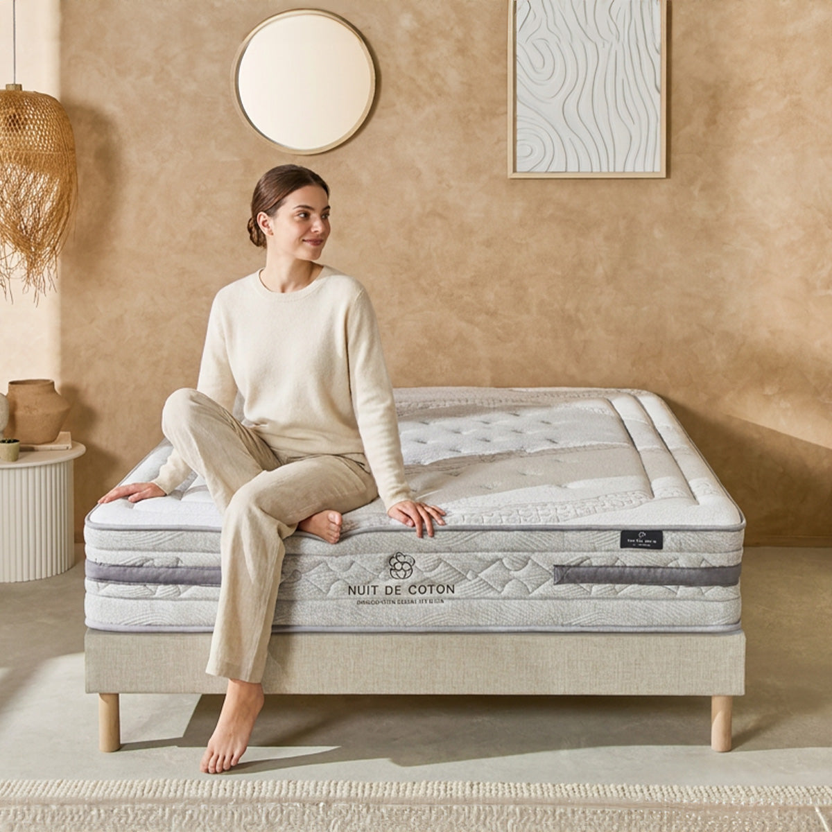 Ensemble Sérénade - Matelas ressorts ensachés + Sommier - 26 cm d'épaisseur - Accueil ferme, soutien ferme