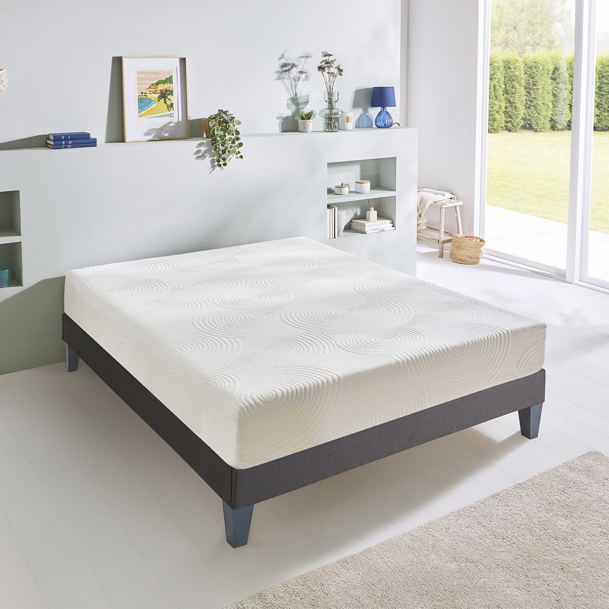 Ensemble Vosges - Matelas mousse haute densité + Sommier - 15 cm d'épaisseur - Accueil équilibré, soutien ferme