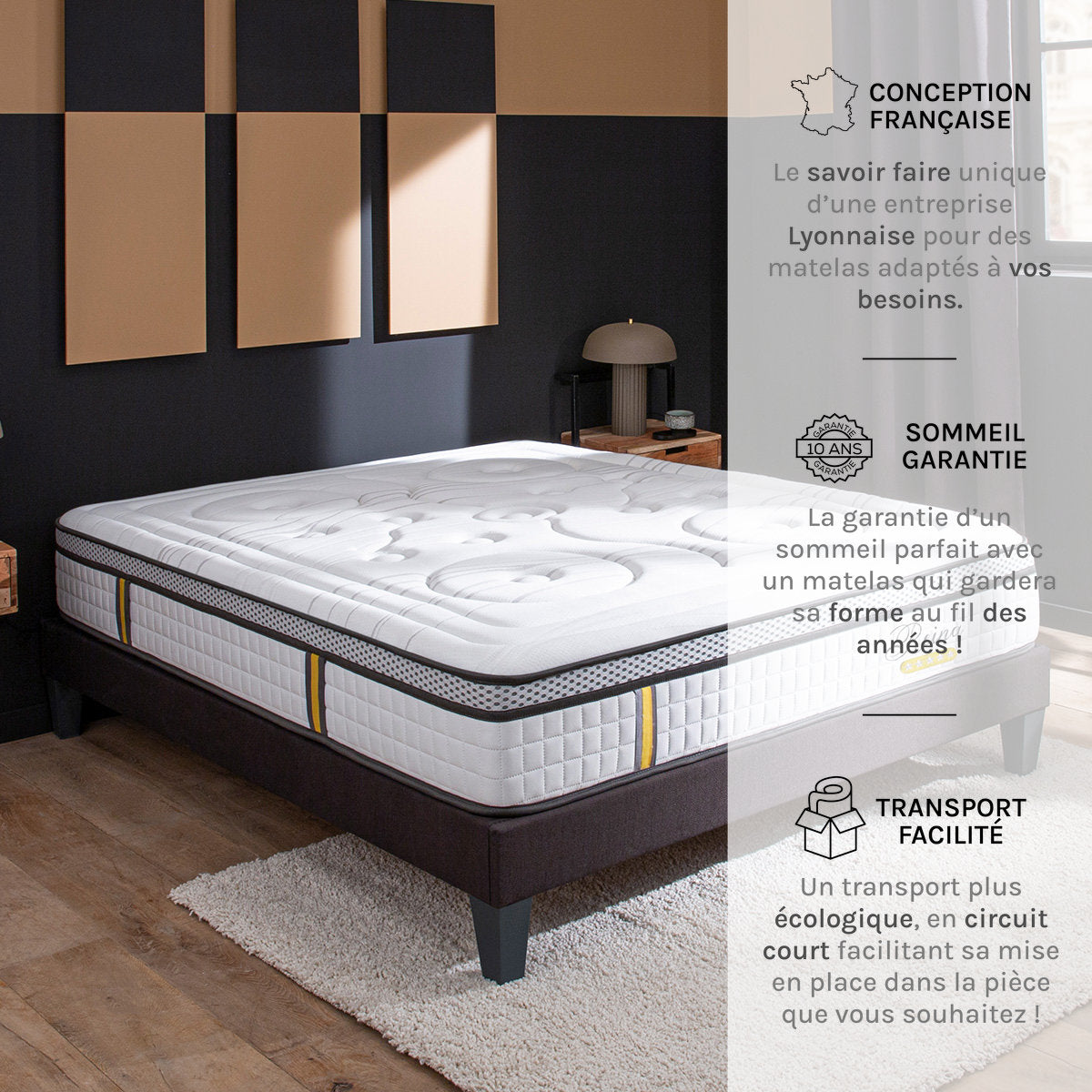 Prêt-à-dormir REINA 2.0 avec Sommier, Couette, Oreillers et Protège-matelas