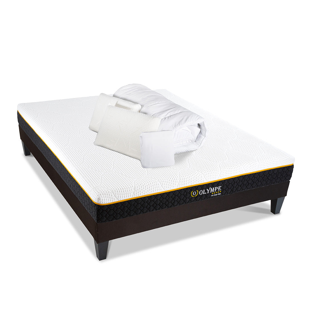 Prêt-à-dormir Olympe avec Sommier, Couette, Oreillers et Protège-matelas