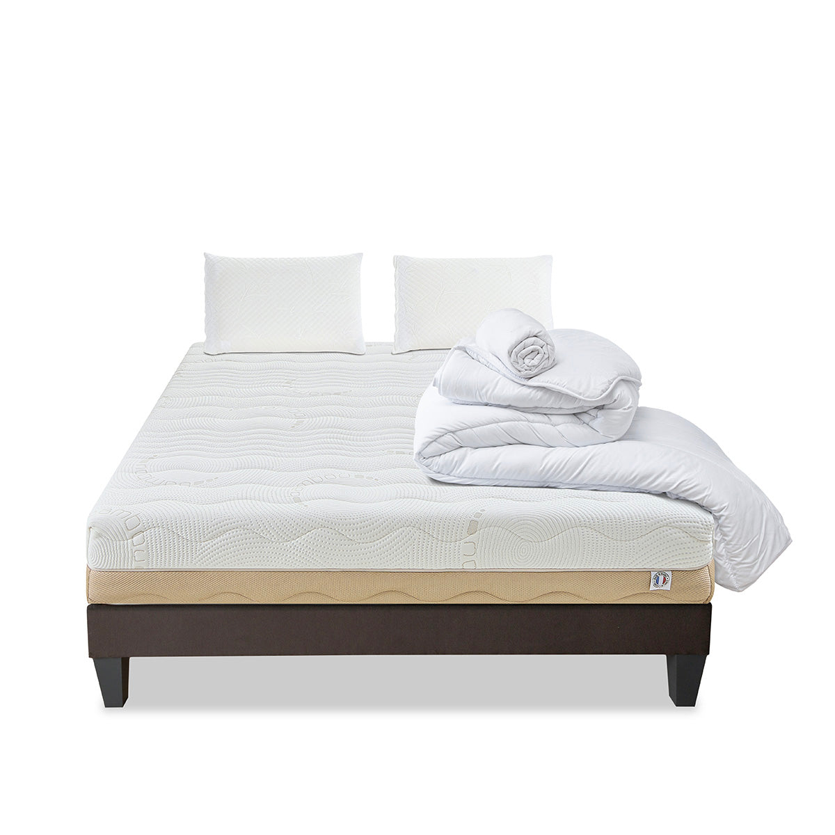 Prêt-à-dormir LÉMAN avec Sommier, Couette, Oreillers et Protège-matelas
