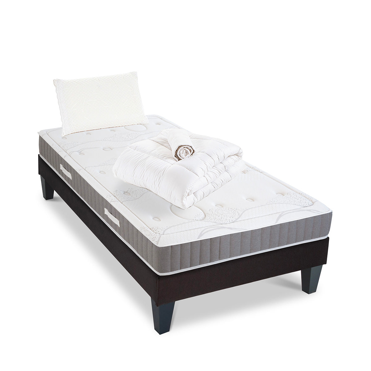 Prêt-à-dormir INTUITION avec Sommier, Couette, Oreillers et Protège-matelas