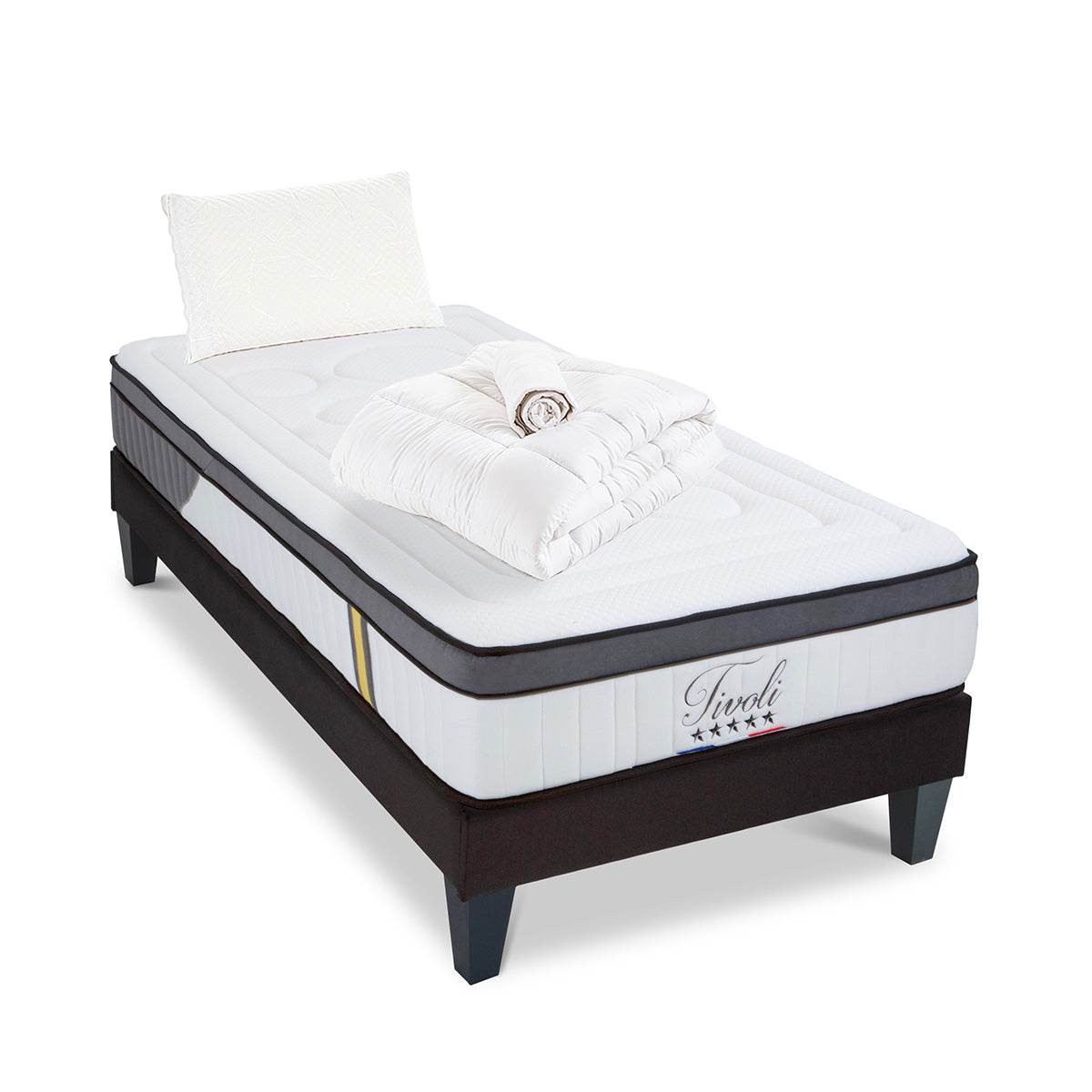 Prêt-à-dormir TIVOLI avec Sommier, Couette, Oreillers et Protège-matelas